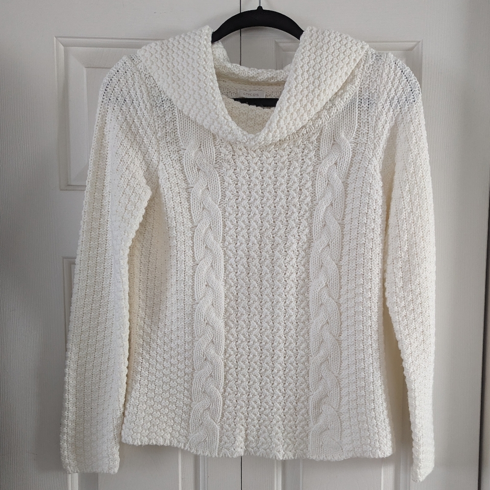 Chico's Cowl Neck Long Sleeve Knit Sweater